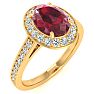 1 3/4 Carat Oval Shape Ruby and Halo Diamond Ring In 14 Karat Yellow Gold Image-2