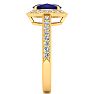 1 3/4 Carat Oval Shape Sapphire and Halo Diamond Ring In 14 Karat Yellow Gold Image-4