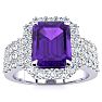 3 Carat Amethyst and Halo Diamond Ring In 14 Karat White Gold Image-1