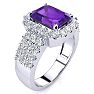 3 Carat Amethyst and Halo Diamond Ring In 14 Karat White Gold Image-2