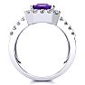 3 Carat Amethyst and Halo Diamond Ring In 14 Karat White Gold Image-3