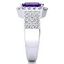 3 Carat Amethyst and Halo Diamond Ring In 14 Karat White Gold Image-4
