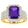 3 Carat Amethyst and Halo Diamond Ring In 14 Karat Yellow Gold Image-1