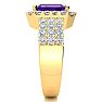 3 Carat Amethyst and Halo Diamond Ring In 14 Karat Yellow Gold Image-4