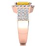 3 Carat Citrine and Halo Diamond Ring In 14 Karat Rose Gold Image-4