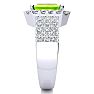 3 1/2 Carat Peridot and Halo Diamond Ring In 14 Karat White Gold Image-4