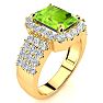 3 1/2 Carat Peridot and Halo Diamond Ring In 14 Karat Yellow Gold Image-2