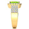 3 1/2 Carat Peridot and Halo Diamond Ring In 14 Karat Yellow Gold Image-4