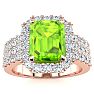 3 1/2 Carat Peridot and Halo Diamond Ring In 14 Karat Rose Gold Image-1