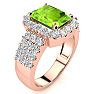 3 1/2 Carat Peridot and Halo Diamond Ring In 14 Karat Rose Gold Image-2