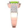 3 1/2 Carat Peridot and Halo Diamond Ring In 14 Karat Rose Gold Image-4