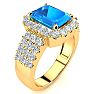 3 3/4 Carat Blue Topaz and Halo Diamond Ring In 14 Karat Yellow Gold Image-2