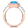 3 3/4 Carat Blue Topaz and Halo Diamond Ring In 14 Karat Rose Gold Image-3