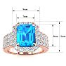 3 3/4 Carat Blue Topaz and Halo Diamond Ring In 14 Karat Rose Gold Image-5