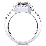 3 Carat Octagon Shape Mystic Topaz Ring With Diamond Halo and Three Rows of Diamonds In 14 Karat White Gold Image-3