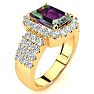 3 Carat Octagon Shape Mystic Topaz Ring With Diamond Halo and Three Rows of Diamonds In 14 Karat Yellow Gold Image-2