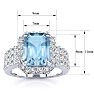 Aquamarine Ring: Aquamarine Jewelry: 3 Carat Aquamarine and Halo Diamond Ring In 14 Karat White Gold Image-5