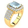 Aquamarine Ring: Aquamarine Jewelry: 3 Carat Aquamarine and Halo Diamond Ring In 14 Karat Yellow Gold Image-2