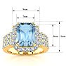 Aquamarine Ring: Aquamarine Jewelry: 3 Carat Aquamarine and Halo Diamond Ring In 14 Karat Yellow Gold Image-5