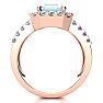Aquamarine Ring: Aquamarine Jewelry: 3 Carat Aquamarine and Halo Diamond Ring In 14 Karat Rose Gold Image-3