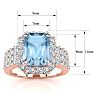 Aquamarine Ring: Aquamarine Jewelry: 3 Carat Aquamarine and Halo Diamond Ring In 14 Karat Rose Gold Image-5
