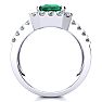 3 Carat Emerald and Halo Diamond Ring In 14 Karat White Gold Image-3