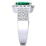 3 Carat Emerald and Halo Diamond Ring In 14 Karat White Gold Image-4