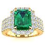 3 Carat Emerald and Halo Diamond Ring In 14 Karat Yellow Gold Image-1