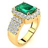3 Carat Emerald and Halo Diamond Ring In 14 Karat Yellow Gold Image-2