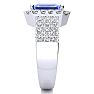 3 1/2 Carat Tanzanite and Halo Diamond Ring In 14 Karat White Gold Image-4