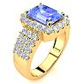 3 1/2 Carat Tanzanite and Halo Diamond Ring In 14 Karat Yellow Gold Image-2