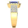 3 1/2 Carat Tanzanite and Halo Diamond Ring In 14 Karat Yellow Gold Image-4
