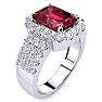 Garnet Ring: Garnet Jewelry: 3 3/4 Carat Garnet and Halo Diamond Ring In 14 Karat White Gold Image-2