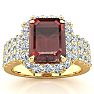 Garnet Ring: Garnet Jewelry: 3 3/4 Carat Garnet and Halo Diamond Ring In 14 Karat Yellow Gold Image-1