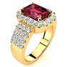 Garnet Ring: Garnet Jewelry: 3 3/4 Carat Garnet and Halo Diamond Ring In 14 Karat Yellow Gold Image-2
