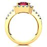Garnet Ring: Garnet Jewelry: 3 3/4 Carat Garnet and Halo Diamond Ring In 14 Karat Yellow Gold Image-3
