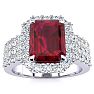 3 3/4 Carat Ruby and Halo Diamond Ring In 14 Karat White Gold Image-1