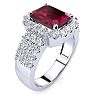3 3/4 Carat Ruby and Halo Diamond Ring In 14 Karat White Gold Image-2