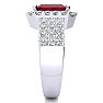 3 3/4 Carat Ruby and Halo Diamond Ring In 14 Karat White Gold Image-4