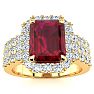 3 3/4 Carat Ruby and Halo Diamond Ring In 14 Karat Yellow Gold Image-1