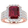 3 3/4 Carat Ruby and Halo Diamond Ring In 14 Karat Rose Gold Image-1