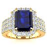 3 3/4 Carat Sapphire and Halo Diamond Ring In 14 Karat Yellow Gold Image-1