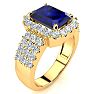 3 3/4 Carat Sapphire and Halo Diamond Ring In 14 Karat Yellow Gold Image-2