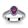 1 Carat Oval Shape Amethyst and Halo Diamond Ring In 14 Karat White Gold Image-1