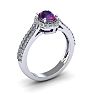 1 Carat Oval Shape Amethyst and Halo Diamond Ring In 14 Karat White Gold Image-2