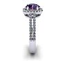 1 Carat Oval Shape Amethyst and Halo Diamond Ring In 14 Karat White Gold Image-3