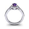 1 Carat Oval Shape Amethyst and Halo Diamond Ring In 14 Karat White Gold Image-4