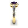 1 Carat Oval Shape Amethyst and Halo Diamond Ring In 14 Karat Yellow Gold Image-3