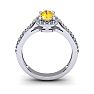 1 Carat Oval Shape Citrine and Halo Diamond Ring In 14 Karat White Gold Image-4