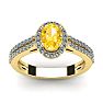 1 Carat Oval Shape Citrine and Halo Diamond Ring In 14 Karat Yellow Gold Image-1